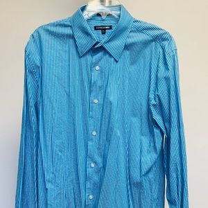 Express Men’s Turquoise Striped Button Down Shirt